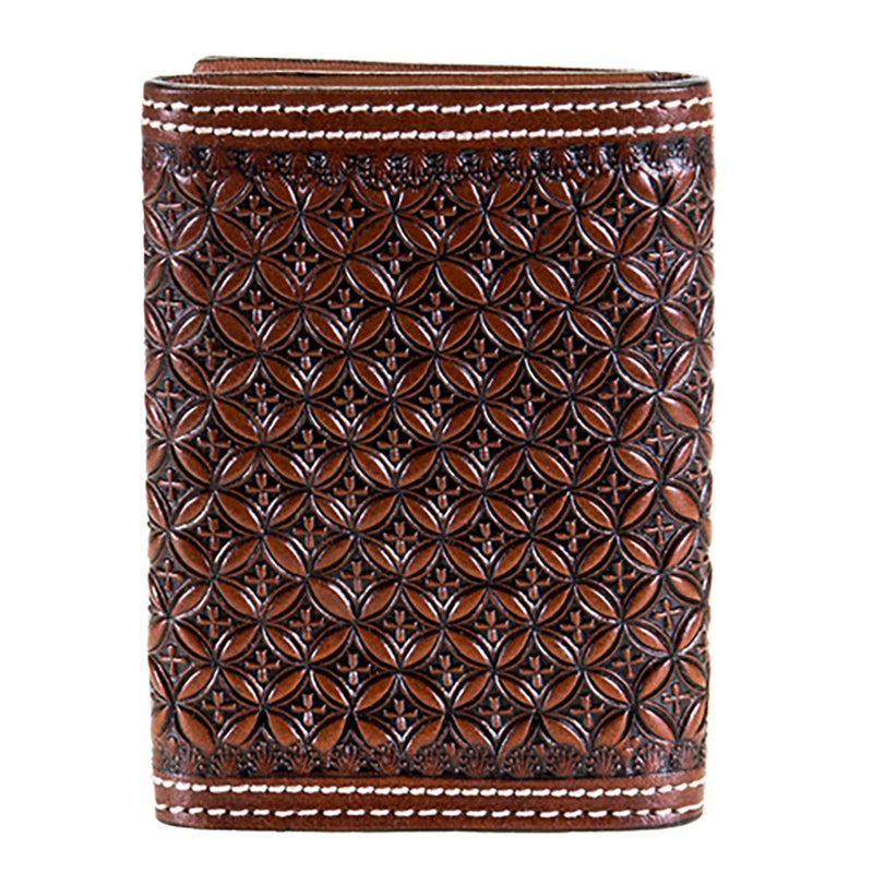 Western Fashion Leather Tri-Fold with Lace Detail
