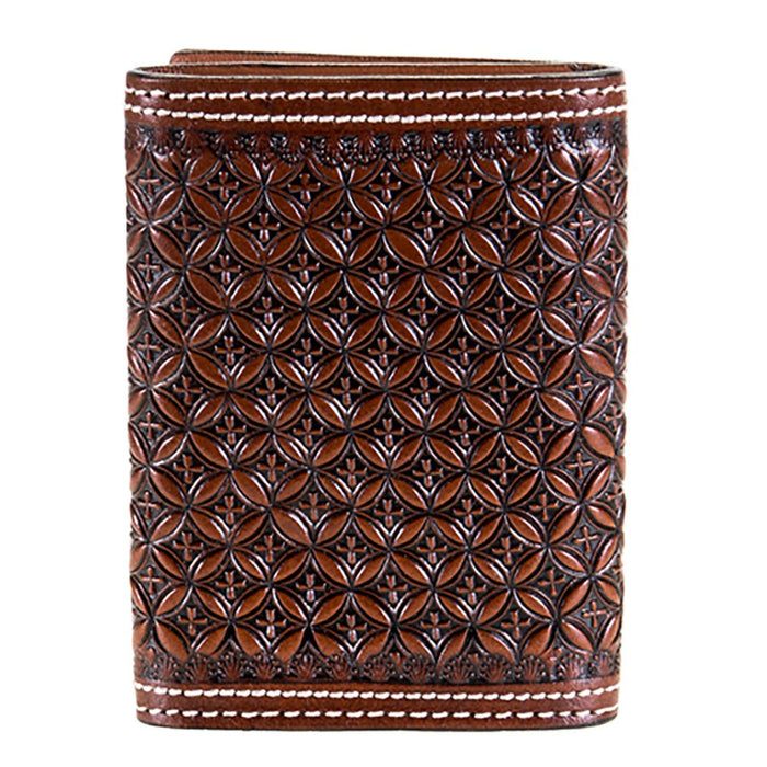 Western Fashion Leather Tri-Fold with Lace Detail