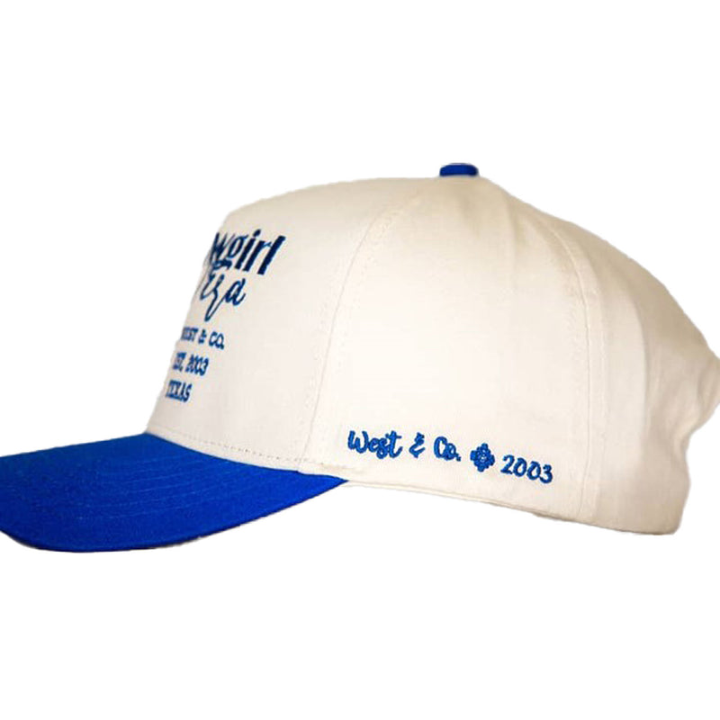West And Company Co Blue Cream Embroidered Cowgirl Cap