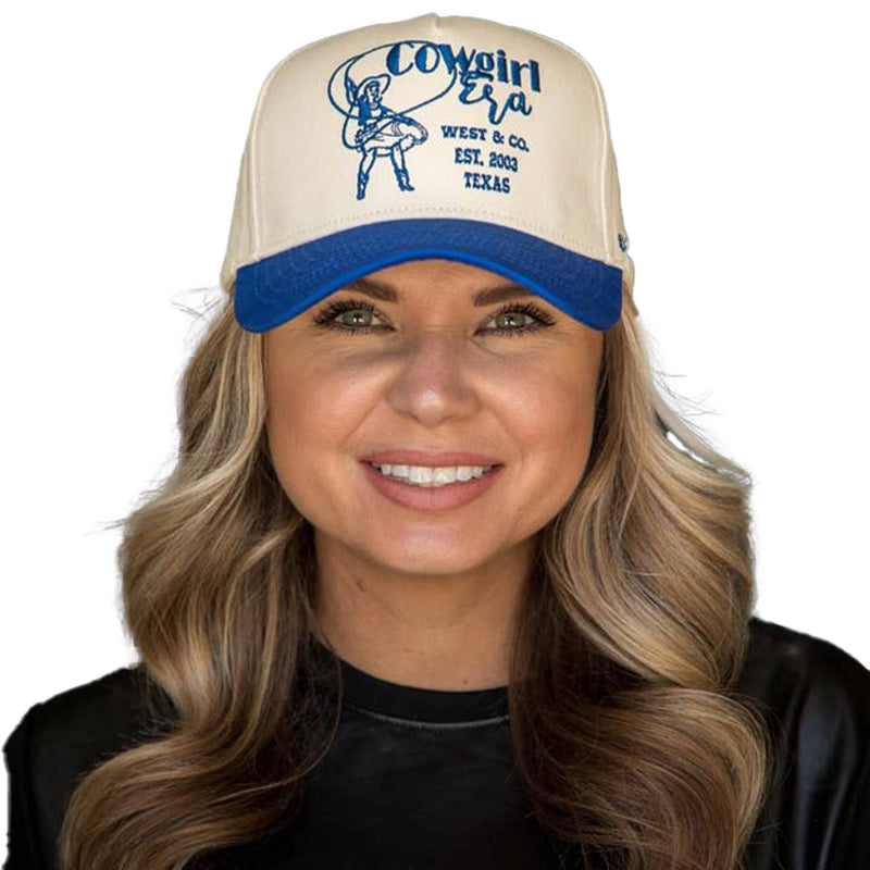 West And Company Co Blue Cream Embroidered Cowgirl Cap