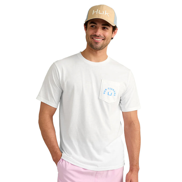 Huk Men's White Fishing Short Sleeve Tee Shirt