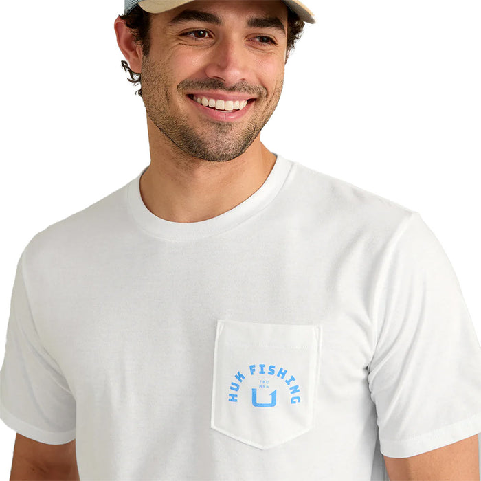 Huk Men's White Fishing Short Sleeve Tee Shirt