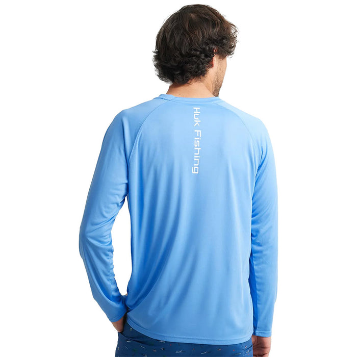 Huk Men's Marolina Blue Pursuit Long Sleeve Shirt