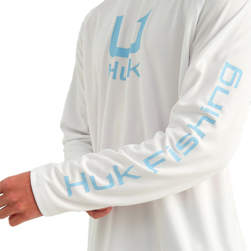 Huk Men's White Icon Long Sleeve Crew Shirt