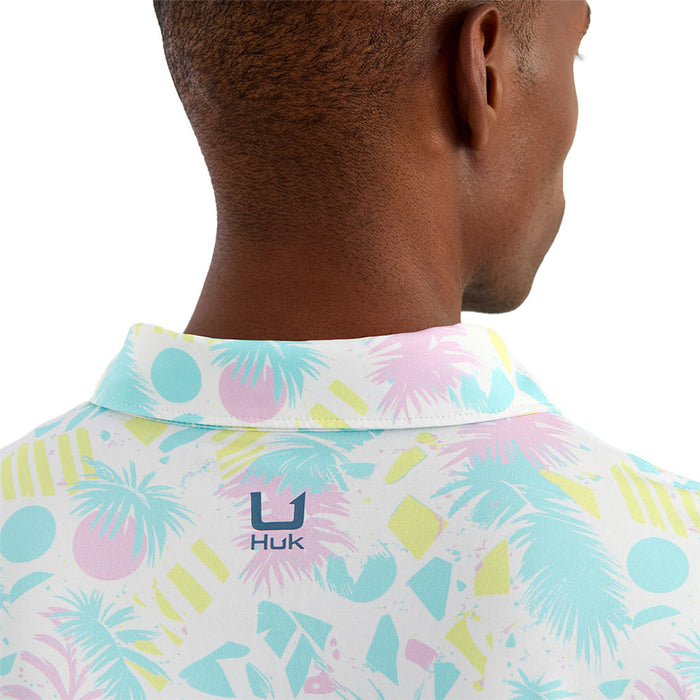 Huk Men's White Pursuit Printed Polo