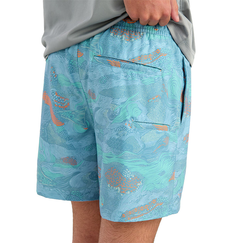 Huk Men's Blue Shadow Blue Pursuit Printed Volley Shorts