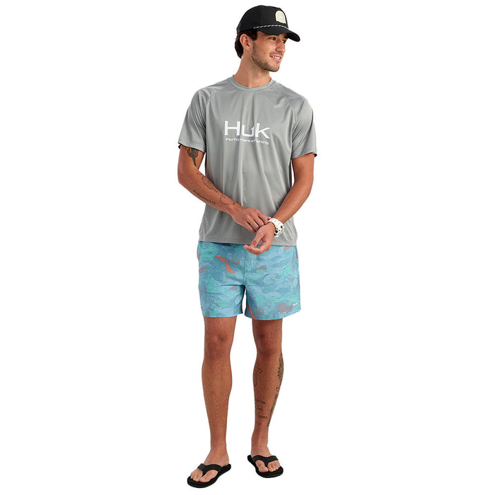 Huk Men's Blue Shadow Blue Pursuit Printed Volley Shorts