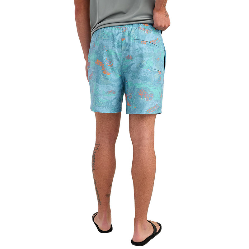 Huk Men's Blue Shadow Blue Pursuit Printed Volley Shorts