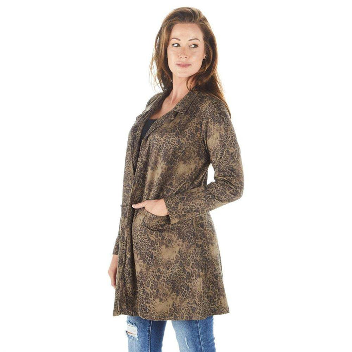 True Blue Ethyl Women's Olive Print Long Jacket