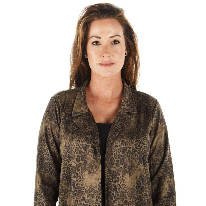 True Blue Ethyl Women's Olive Print Long Jacket