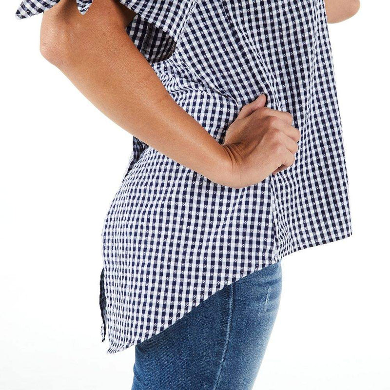 True Blue Womens Navy Gingham Top