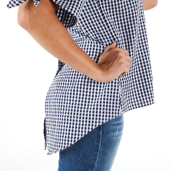 True Blue Womens Navy Gingham Top