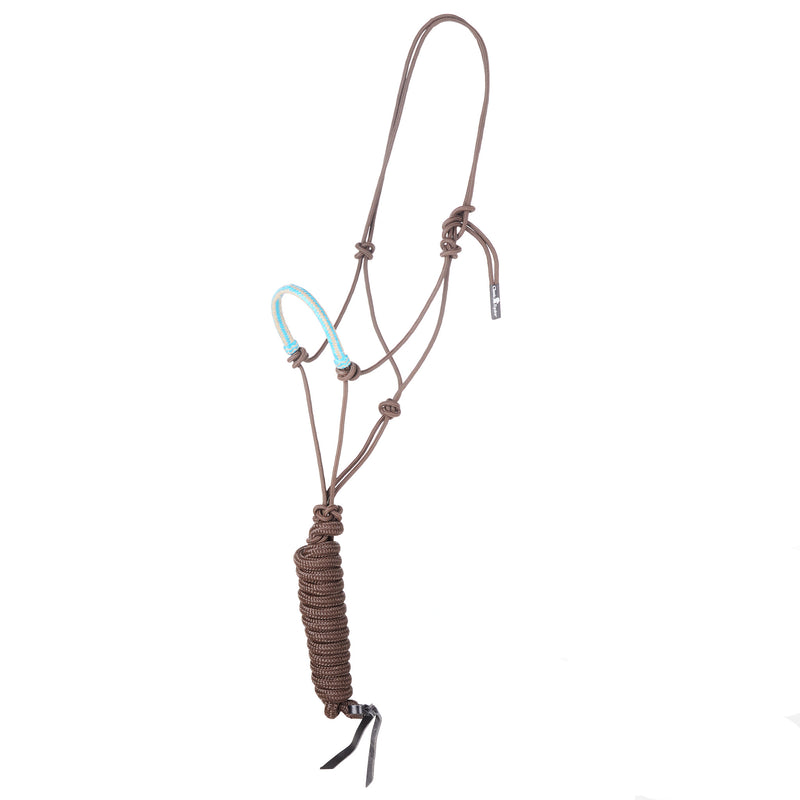 Classic Equine Braided Rawhide Noseband Rope Halter with 8 foot Lead Rope