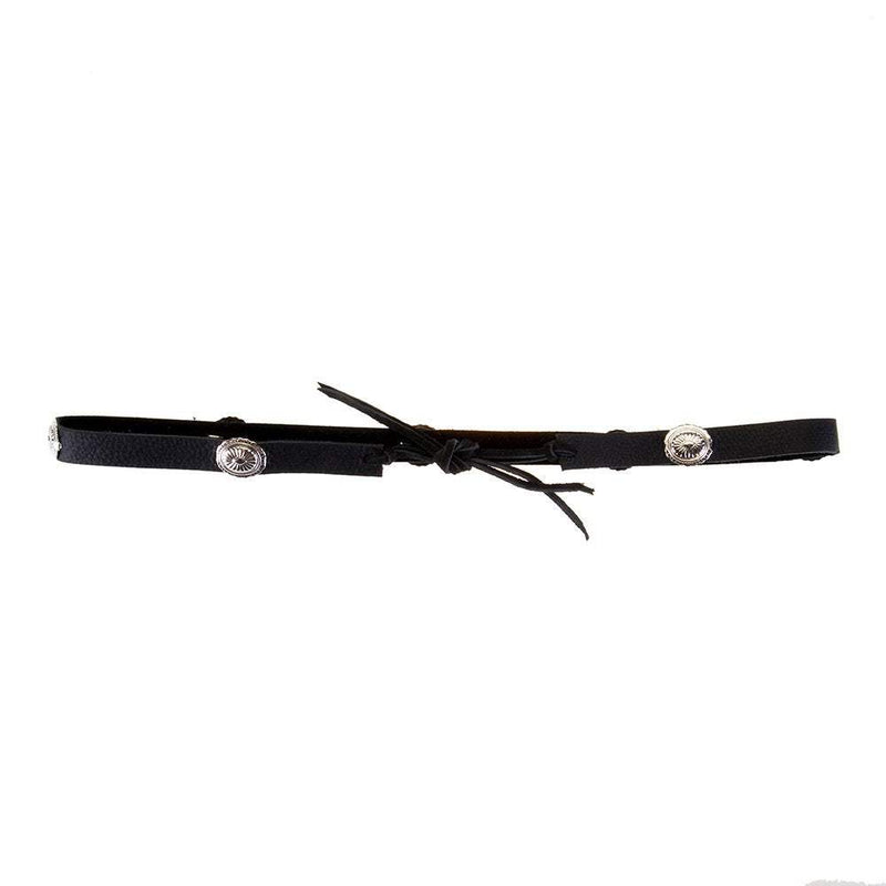 Austin Accent Inc. Black Leather Tie Hat Band with Oval Conchos