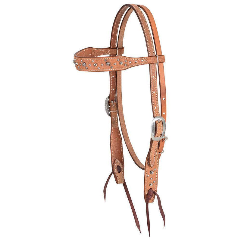 Martin Saddlery Roughout Browband Headstall w/Pewter Dots