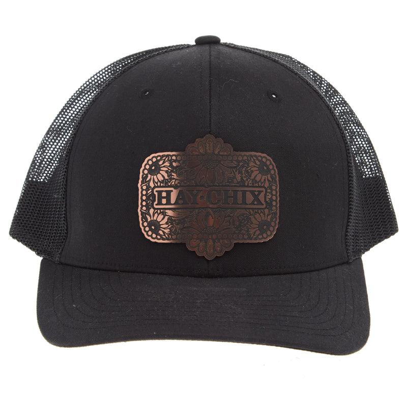 Haychix Floral Leather Patch Black Cap
