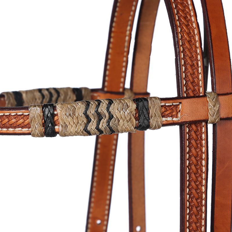 NRS Rawhide Browband Headstall with Quick Change Bit Ends