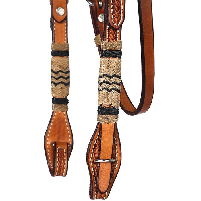 NRS Rawhide Browband Headstall with Quick Change Bit Ends