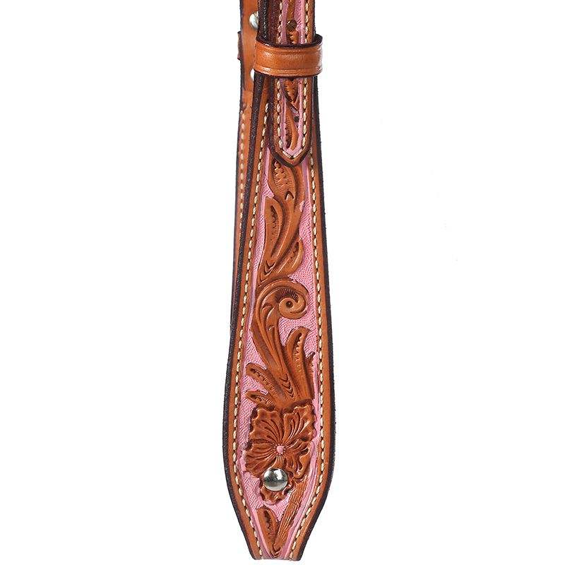 NRS Tooled Browband Headstall w/ Painted Rose Background