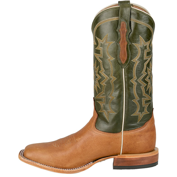 Tony Lama Men's Samuel Heritage Tan Cowhide Vamp 13in Midnight Green Cowhide Top