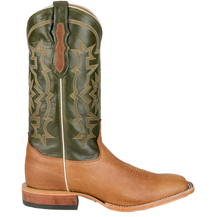 Tony Lama Men's Samuel Heritage Tan Cowhide Vamp 13in Midnight Green Cowhide Top