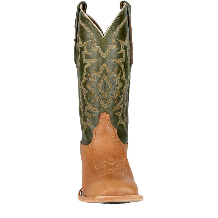Tony Lama Men's Samuel Heritage Tan Cowhide Vamp 13in Midnight Green Cowhide Top