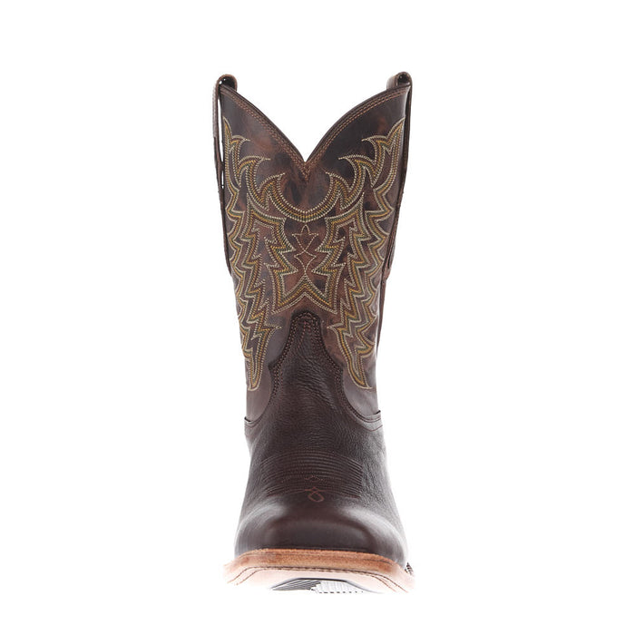 Tony Lama Men's Heritage Brown American Bison Vamp 11in Brown Cowhide Top