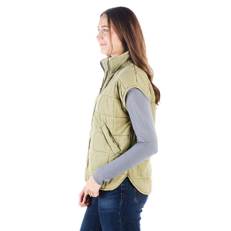 Crazy Consuela Womens Olive Quilted Vest
