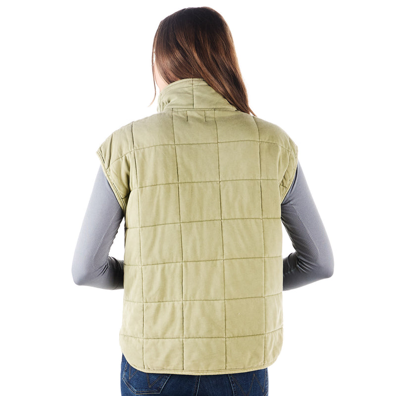 Crazy Consuela Womens Olive Quilted Vest