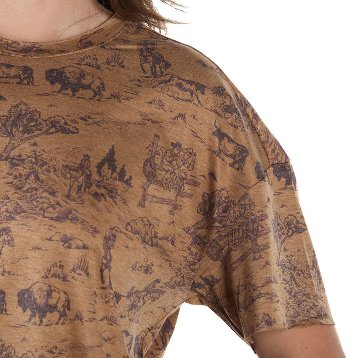 Howdy Hanny Women's Brown Cowboy Buffalo Top