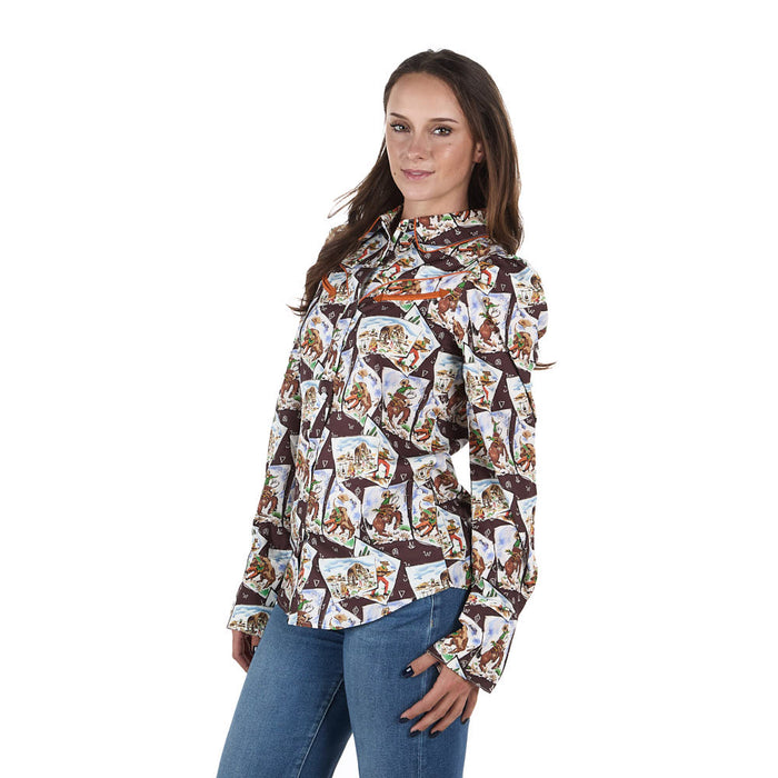 Howdy Hanny Women's Green Puff Sleeve Pearl Snap Shirt