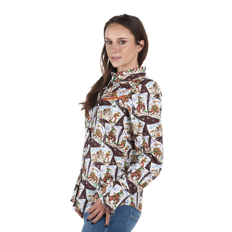 Howdy Hanny Women's Cowboy Stamp Pearl Snap Shirt