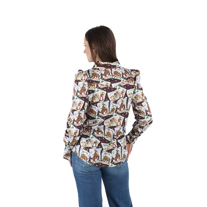 Howdy Hanny Women's Cowboy Stamp Pearl Snap Shirt