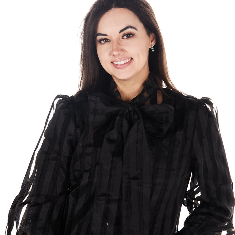 Crazy Consuela Womens Black Bow Top
