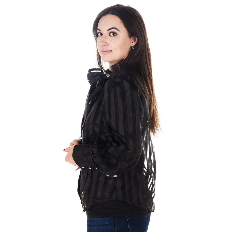 Crazy Consuela Womens Black Bow Top