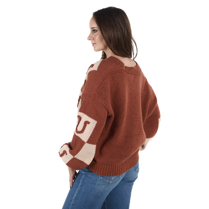 Howdy Hanny Women's Horseshoe Brown Cardigan