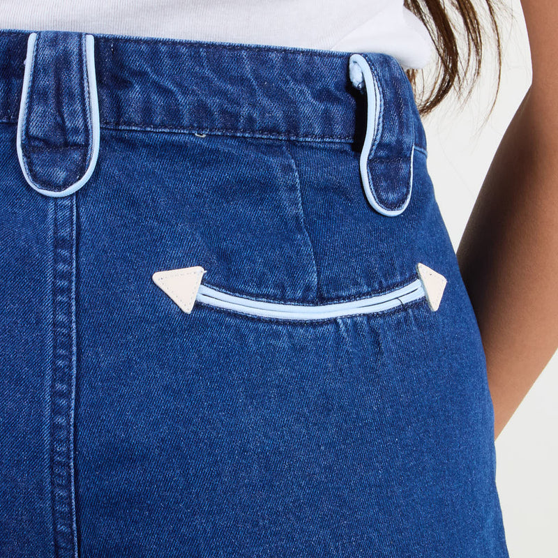 Howdy Hanny Women's Denim Smiley Pocket Shorts