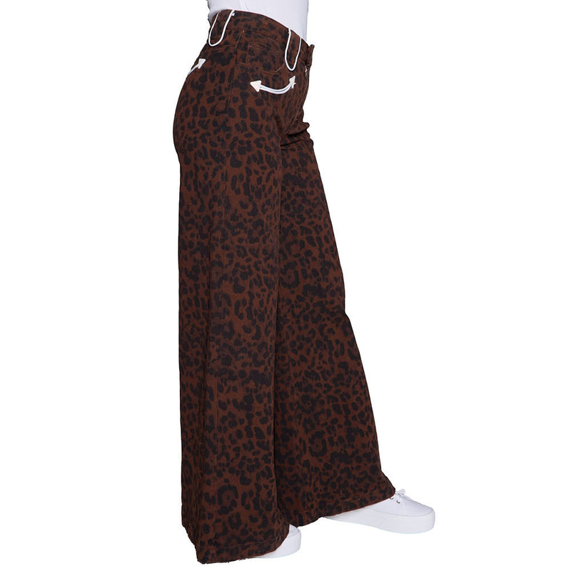 Howdy Hanny Women's Leopard Smiley Pocket Pants