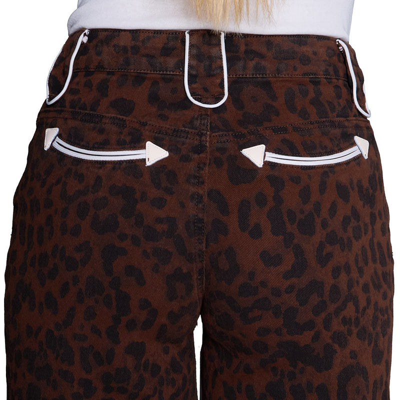 Howdy Hanny Women's Leopard Smiley Pocket Pants