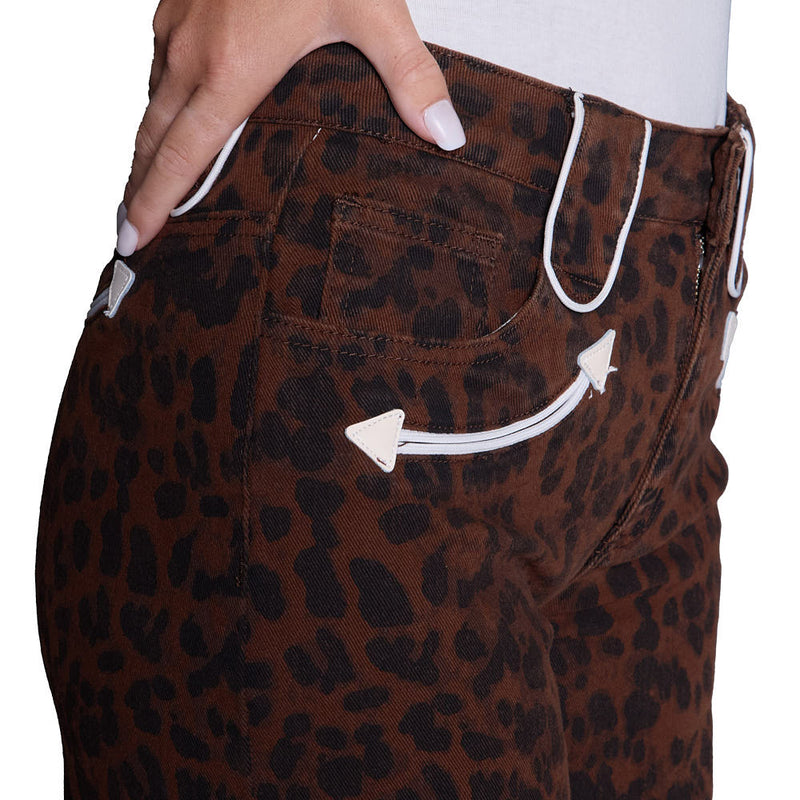 Howdy Hanny Women's Leopard Smiley Pocket Pants