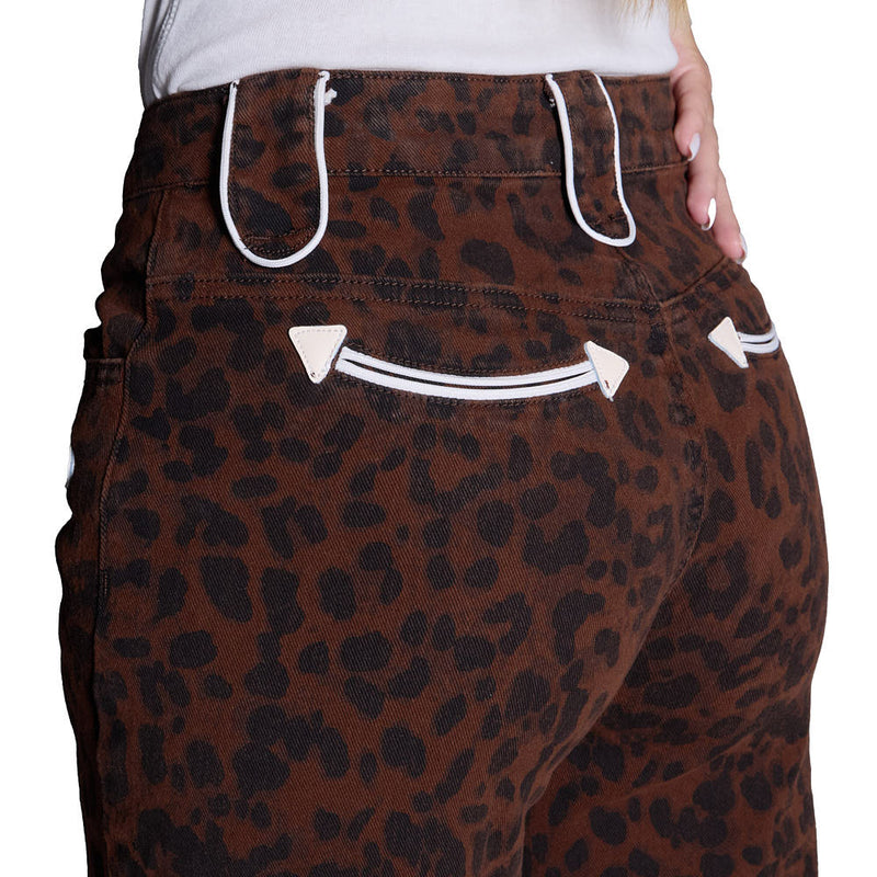 Howdy Hanny Women's Leopard Smiley Pocket Pants