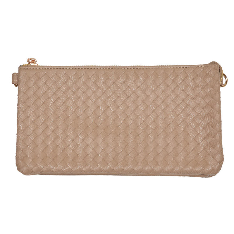NRS Medium Taupe Woven Clutch