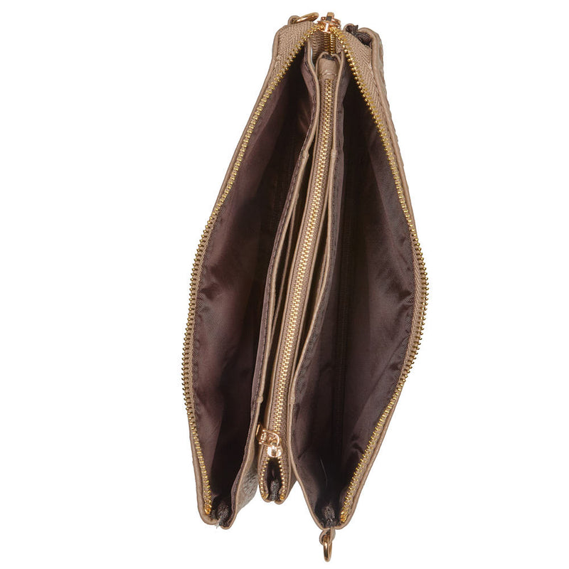 NRS Medium Taupe Woven Clutch