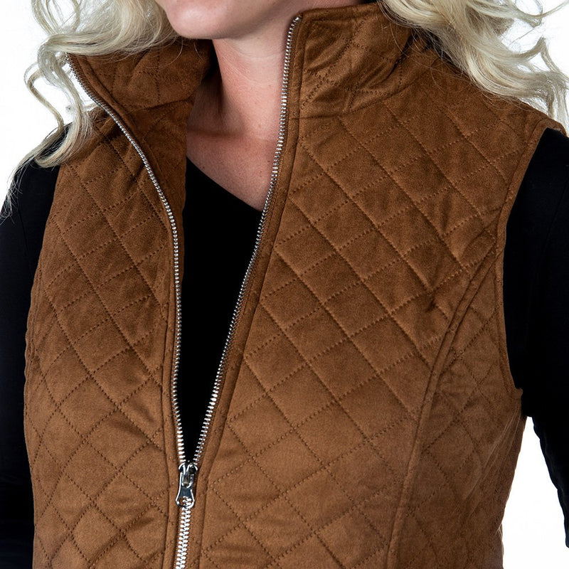 True Blue Womens Curium Suede Quilted Vest