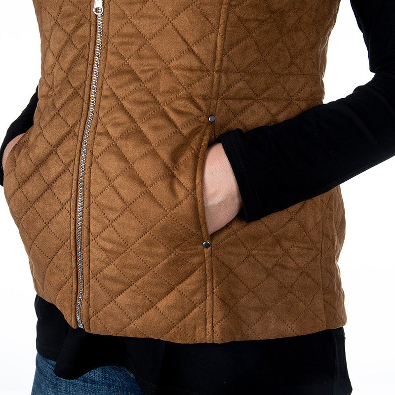 True Blue Womens Curium Suede Quilted Vest