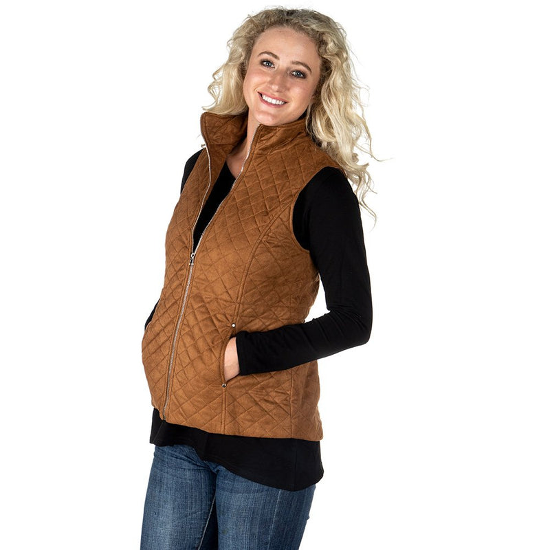 True Blue Womens Curium Suede Quilted Vest