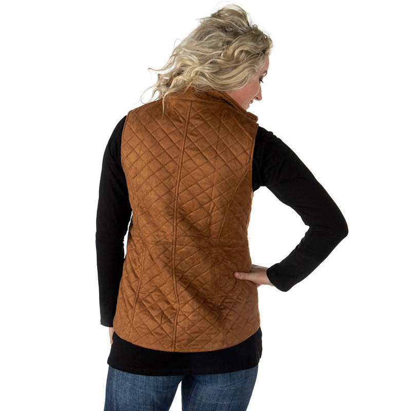 True Blue Womens Curium Suede Quilted Vest