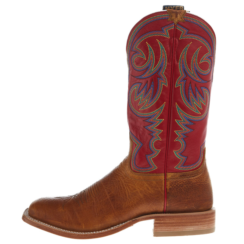 Hyer Boots Mens Sawyer Shrunken Shoulder 13 In Red Vintage Goat Top Cowboy Boot