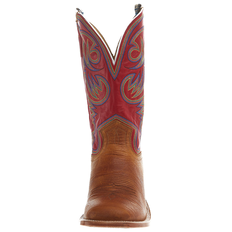 Hyer Boots Mens Sawyer Shrunken Shoulder 13 In Red Vintage Goat Top Cowboy Boot