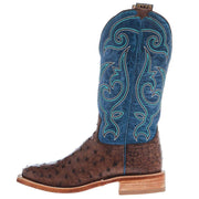 Hyer Boots Mens Jetmore Tobacco FQ Ostrich 13 In Blue Vintage Goat Top Cowboy Boot